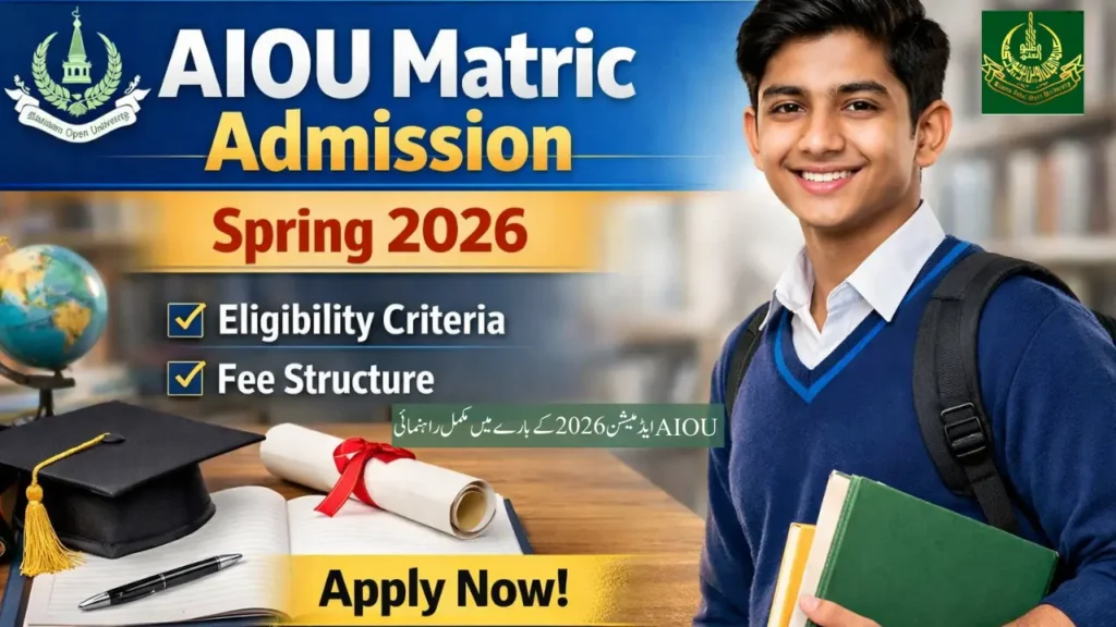 AIOU Matric Admission Spring 2026 eligibility and fee guide