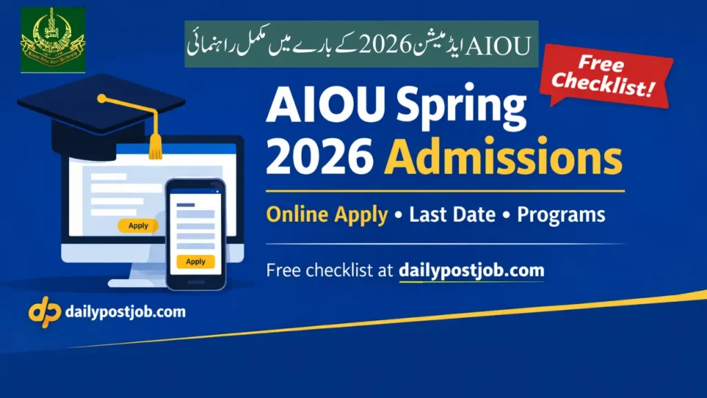 AIOU Spring 2026 Admission Online Apply Last Date Checklist
