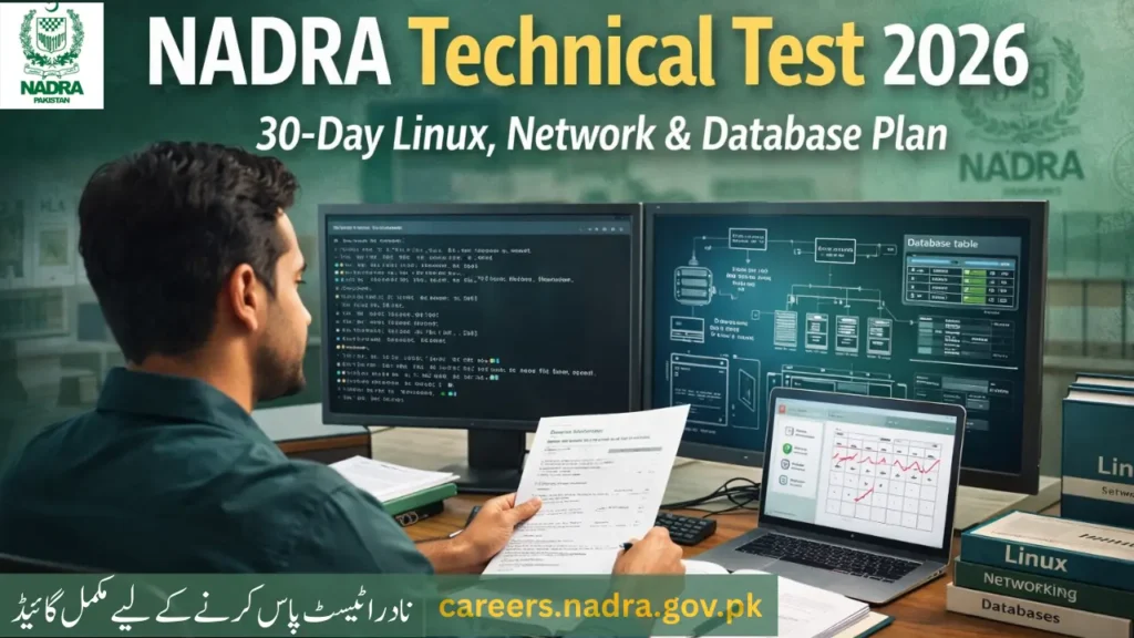 NADRA technical test 2026 Linux network database study plan dailypostjob.com