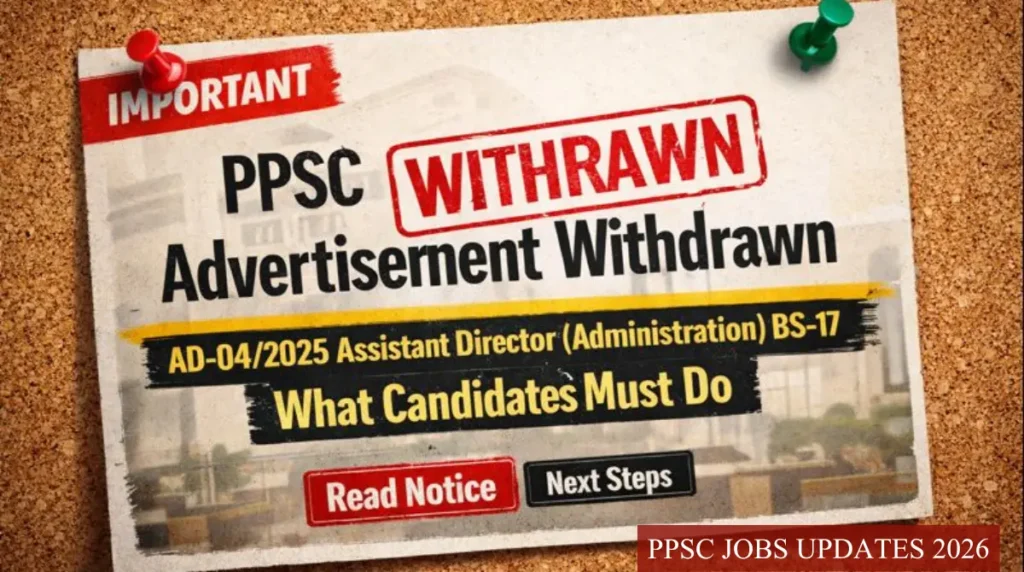 PPSC advertisement AD-04/2025 withdrawn notice