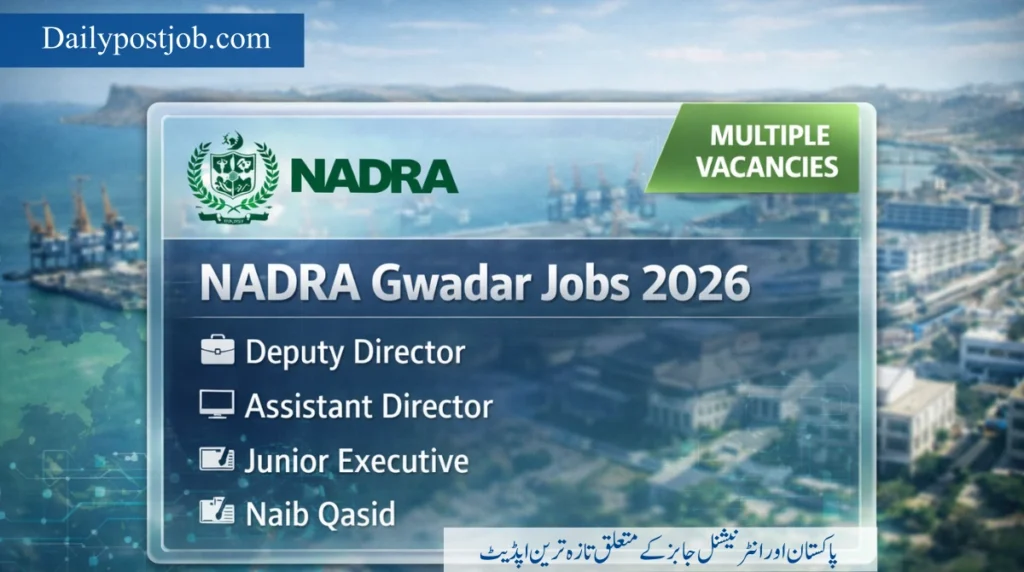 NADRA Gwadar Jobs 2026 Deputy Director Assistant Director Junior Executive Naib Qasid